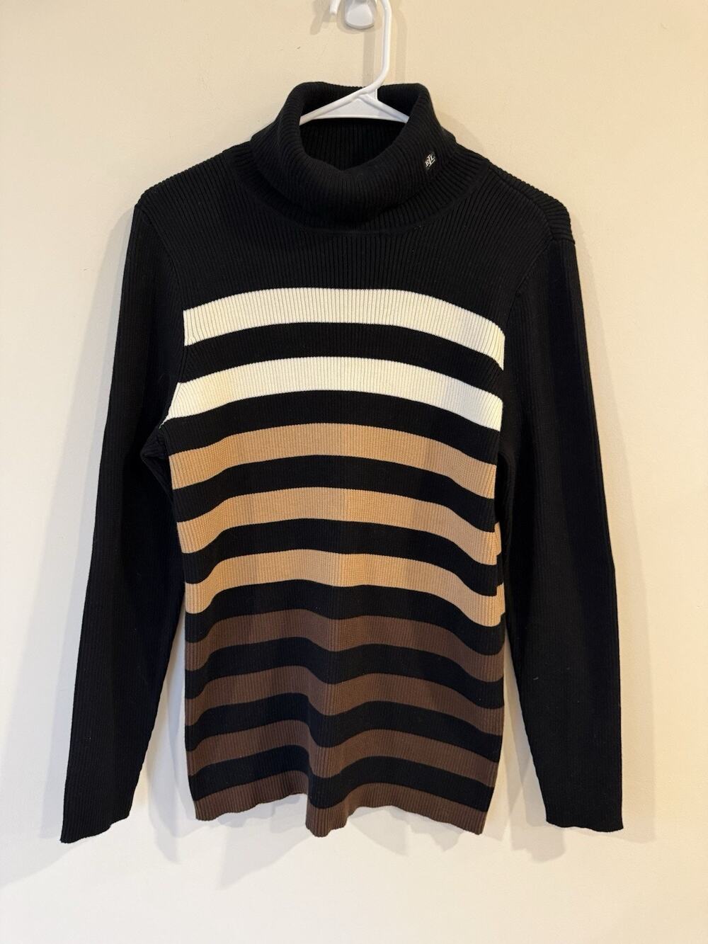 Lauren Ralph Lauren Women’s 1X Long Sleeve Striped Pullover Turtleneck Sweater